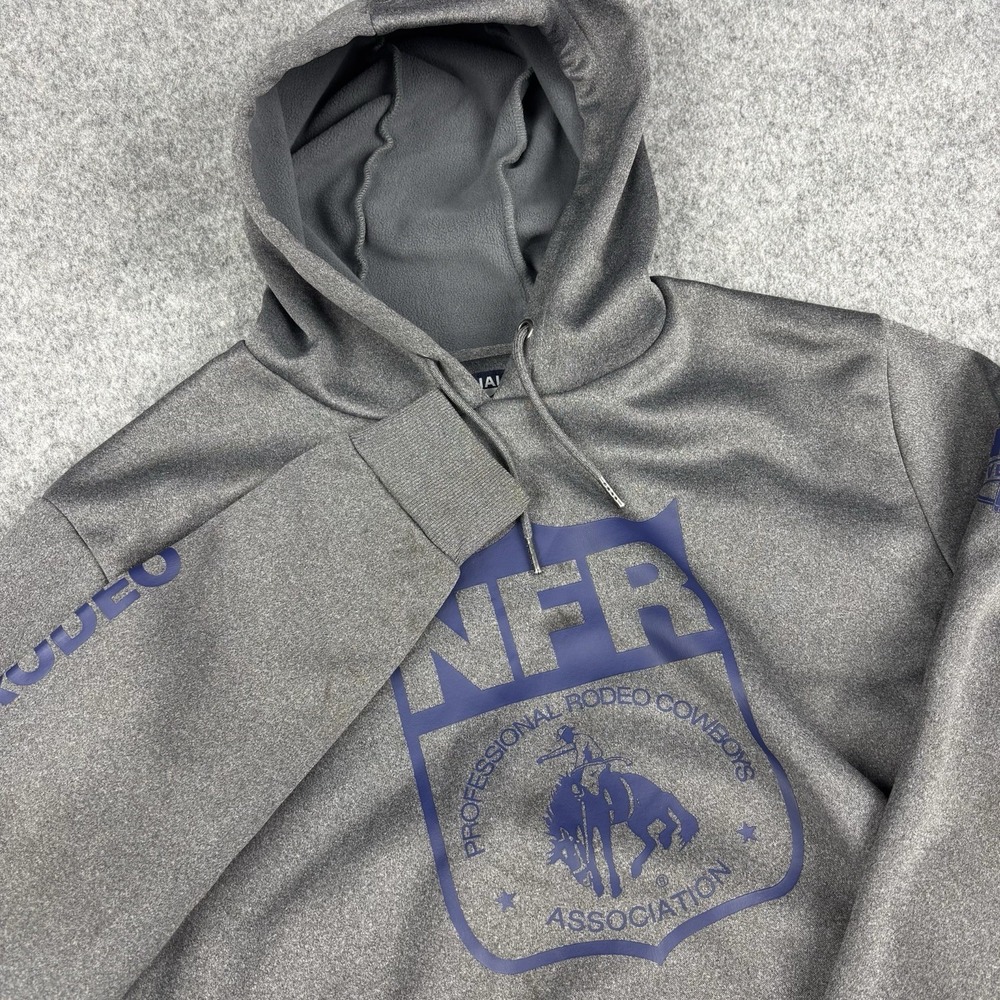 Wrangler NFR Hoodie Mens Large Gray PRCA Pro Rodeo Cowboys Las Vegas Pullover